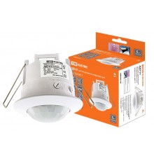 Датчик движения ДДТ-01 1200Вт, 10-420с, 6м, 3+Лк, 120(сбоку)+360(сверху)гр IP20,  SQ0324-0017  TDM