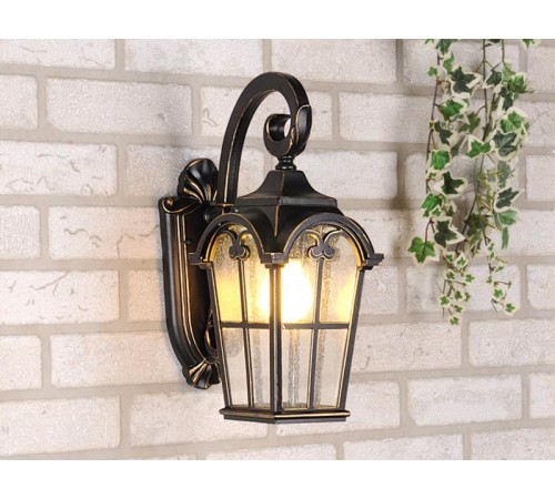 Уличный настенный светильник IP44 Mira D черное золото Elektrostandard / a025301