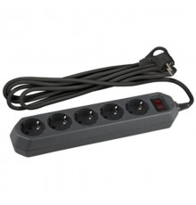 Сетевой фильтр USF-5es-5m-B   (черный) с заземл, 3x0,75мм2, с выкл, 5гн, 5м (20/500) Б0019737  ЭРА