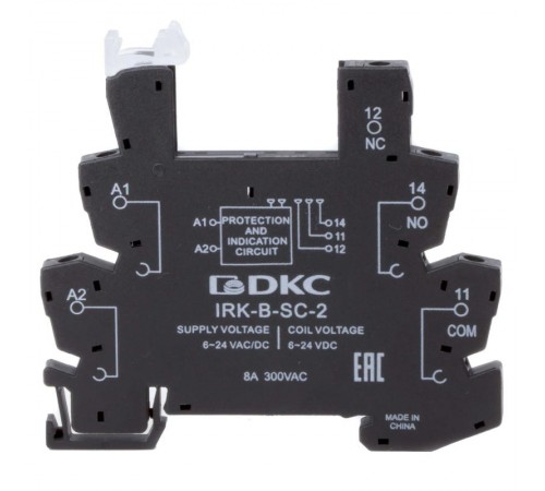 Колодка ультратонкая для реле серии RIS, вх. напр. 6-24V AC/DC, винт. клеммы  IRK-B-SC-2  DKC