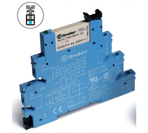Интерфейсный модуль, электромеханическое реле; 1CO 6A; контакты AgNi+Au; питание 6В DC (чувствит.)  385170065050  Finder