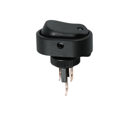 Выключатель клавишный 12V 20А (3с) ON-OFF черный ОВАЛ с желтой LED подсветкой  36-2672  REXANT