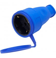 RST16-21-44 Розетка перенос 1-мест c/з с крышкой, каучук 250В,16А, IP44, сер Одри (РА 16-005), синий  39196  STEKKER