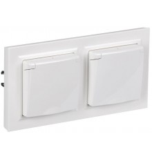 BRITE Розетка с крышкой 16А IP44 РСбш10-3-44-БрБ белый в сб 2шт  BR-R16-16-44-2-K01-F-PRO  IEK