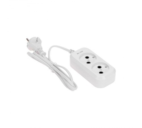Удлинитель 2 гнезда, 1,5м, 2х0,75мм, б/з, белый  13-4200  PROconnect