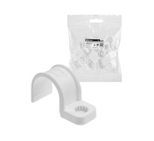 Крепеж-скоба для трубы 32 мм односторонняя для прямого монтажа (20 шт.) белая  SQ0405-6015  TDM