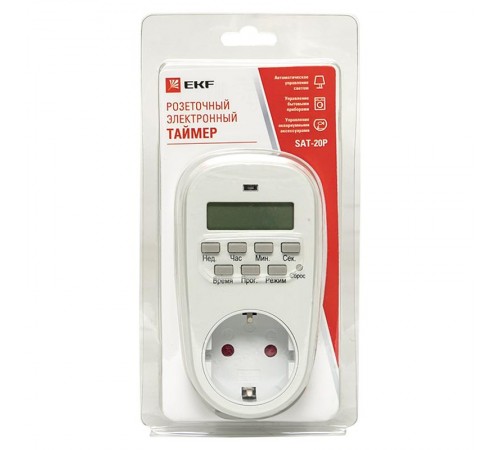 Розеточный электронный таймер SAT-20p 16A недельный EKF PROxima  SAT-20p  EKF