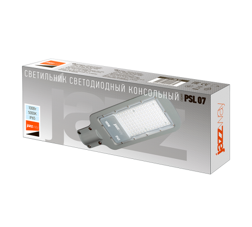 Светильник светодиодный уличный консольный PSL 07 100w 5000K IP65 (3г.гар)  .5041097  Jazzway