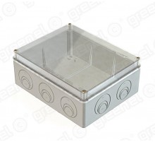 Коробка приборная (подъездная) наружного монтажа 240х195х90мм с прозрачной крышкой. в комплекте вводы монт плата 1мм. IP55 (6шт)  GE41346  Greenel