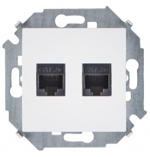 Simon 15 Белый Розетка компьютерная двойная RJ45 кат.5e (AMP)  1591552-030  Simon