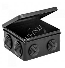 Коробка распределительная для о/п, 100х100х50мм (откид.крышка) (черная) УХЛ1  67045Ч  Рувинил