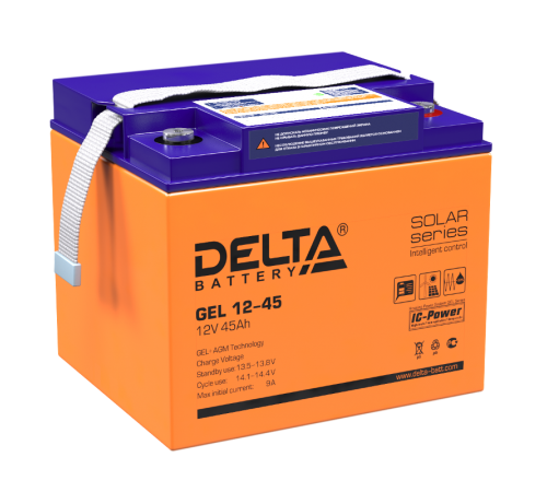 Аккумуляторная батарея Solar серии GEL 12-45 12В/45Ач  GEL 12-45  DELTA