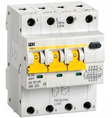 Выключатель автоматический дифференциального тока АВДТ 34 3п+N 32А C 30мА тип A  MAD22-6-032-C-30  IEK