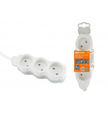 Удлинитель бытовой "Люкс" УЛ3 3 гнезда, 3м, б/з, с з/ш, ПВС 2х0,75 мм2 10А/250В бело-серый  SQ1303-0224  TDM