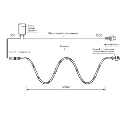 Светодиодная гирлянда ARD-STRING-HOME-10000-WHITE-99LED-RUN WHITE (230V, 10.5W)  025919  Arlight