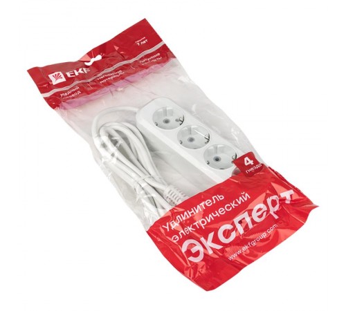 Удлинитель "Эксперт"  4 гнезда 3 метра 16А/3,5кВт с заземлением ПВС 3х1 EKF PROxima  UBA16-310-4-03  EKF