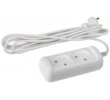 Удлинитель U-2-3m  ЭРА без зазeмл., 2х1мм2, 10А, ПВС, 2гн, 3м  Б0028360  ЭРА