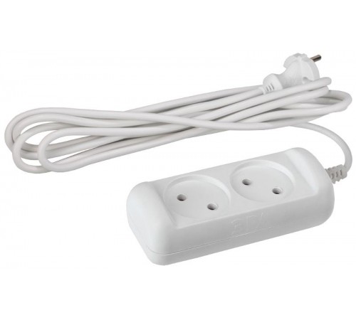 Удлинитель U-2-3m  ЭРА без зазeмл., 2х1мм2, 10А, ПВС, 2гн, 3м  Б0028360  ЭРА