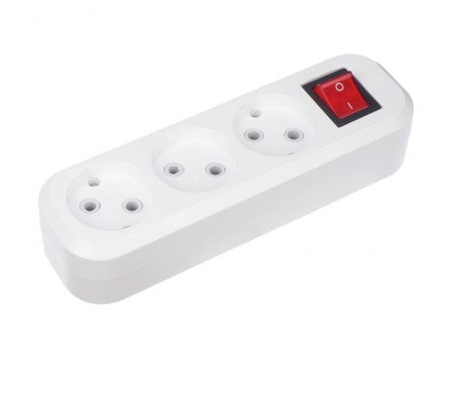 Колодка 3 гнезда с кнопкой без заземления  11-8705  REXANT