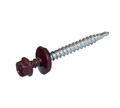 Саморез КР св. 4,8х51 RAL-3005 (винно-красный) (200 шт) - ведро ( 1,462 кг)  127876  Tech-KREP