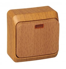 Этюд Бук О/У Выключатель 1-клавишный с подсветкой (сх. 1)  BA10-005T  SE