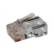 Разъем под витую пару PLUG-8P8C-U-C5-100 RJ-45(8P8C) кат.5e (50 µ"/ 50м.дюй.),универсальный (д. одн. имногож. каб.) (100 шт)  49377  Hyperline
