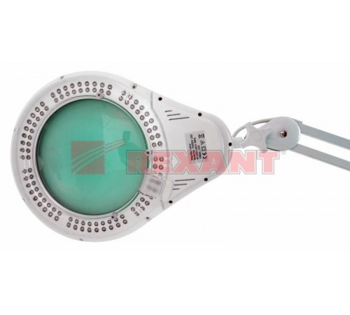 Лупа на струбцине , круглая, 5D, с подсветкой 108 LED, белая  31-0503  REXANT