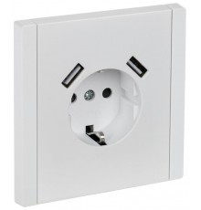FORTE&PIANO Розетка с заземлением, со шторками в/к 16А USB A+A 3,1А FP245 белый  FP-R14-16-U21-D31-K01  IEK