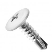 Саморез 4,2x19 с прессшайбой, сверло, цинк RAL 9003 Белый (100 шт/уп)  PR08.9218  Промрукав