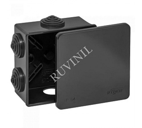 Коробка распределительная для о/п 85х85х40мм 6вводов IP54 (черная) УХЛ1  67040Ч  Рувинил