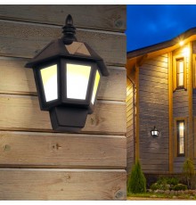 ERAFS08-36 Фасадный светильник Фонарь,2 режима(огонь,холодный свет),на солн. бат.,40LED,7lm  Б0044250  ЭРА