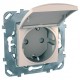 Unica Бежевый Розетка 1-ая с/з, с крышкой и защитными шторками, винт.зажим  MGU5.037.25TAZD  Schneider Electric