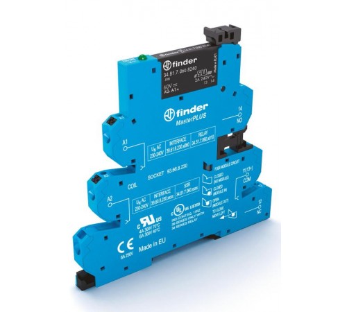 Интерфейсный модуль, твердотельное реле, серия MasterPLUS; выход 6A (24В DC); питание 110-125В AC/DC; подавление утечки тока  396031259024  Finder