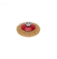 Щетка коническая для УШМ, витая латунированная проволока, 100мм, М14  KR-91-1205  Kranz