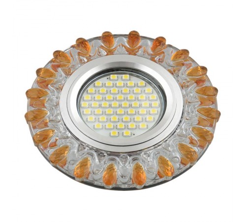Светильник декор.встр Luciole DLS-L148 GU5.3 GLASSY/GOLD GU5.3 доп.LED подсветка 3Вт, стекл,зерк./прозр.+светло-желтый.  UL-00003900  Fametto