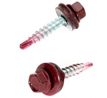 Саморез КР св. 4,8х35 RAL-3005 (винно-красный) (250 шт) - ведро ( 1,478 кг)  127873  Tech-KREP