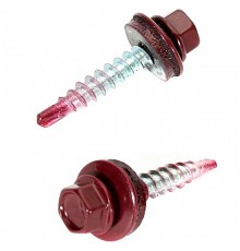 Саморез КР св. 4,8х35 RAL-3005 (винно-красный) (250 шт) - ведро ( 1,478 кг)  127873  Tech-KREP