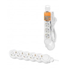 Удлинитель бытовой "Люкс" с выкл., 5 гнезд, 7 м, с/з, с з/ш, ПВС 3х1 мм2, 16 А, 250 В, 3500 Вт  SQ1303-4053  TDM