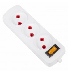 Колодка 3 гнезда с кнопкой без заземления "Эконом"  11-8713  PROconnect