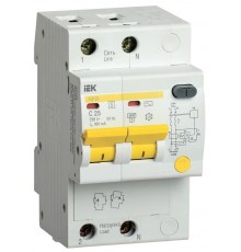 Выключатель автоматический дифференциального тока АД12S 2п 25А C 300мА тип AC (3 мод)  MAD13-2-025-C-300  IEK