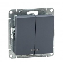 Механизм выключателя, двухклавишный, с подсветкой, графит Эпика  UP1-SWG-24 EKF