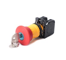 Кнопка аварийного останова SB5 в сборе 22мм 40мм ключ пластик 1НЗ  SB5AS9445  SE
