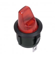 Выключатель клавишный круглый 12V 16А (3с) ON-OFF красный с подсветкой  36-2590  REXANT