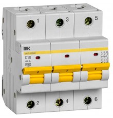Выключатель автоматический трехполюсный ВА47-100МА без тепл. расцеп. 3P 10А 10кА D  MVA43-3-010-D  IEK