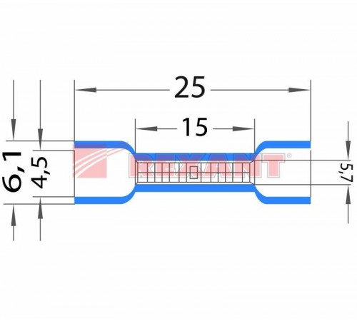 Соединительная гильза изолированная L-26 мм 1.5-2.5 мм (ГСИ 2.5/ГСИ 1,5-2,5) синяя  08-0721  REXANT
