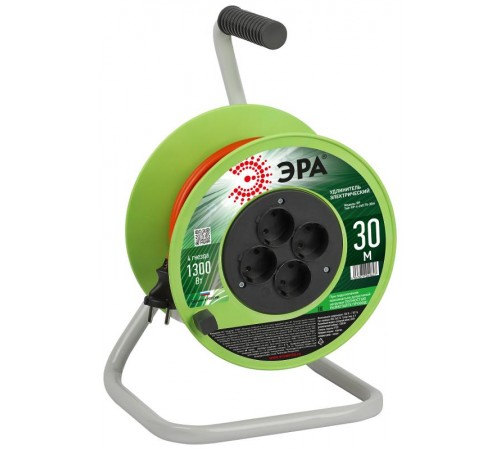 Удлинитель силовой  RP-4-2x0.75-30m на пластиковой катушке без заземления 4 розетки 30м ПВС 2х0,75мм2   Б0059780  ЭРА