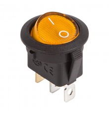 Выключатель клавишный круглый 12V 20А (3с) ON-OFF желтый с подсветкой  36-2587  REXANT