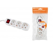 Удлинитель бытовой  У03В выключатель, 3 гнезда, 5метров, с заземлением, ПВС 3х1мм2  16А/250В   SQ1303-0102  TDM
