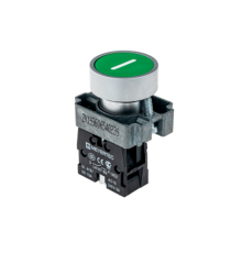 Кнопка плоская с маркировкой, зеленая, знак "I", 1NO, мет. MTB2-BAZ11331  58165  ОВЕН