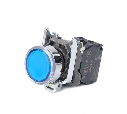 Кнопка SB4 с подсвет в сборе модуль 22мм синяя металл 230-240ВAC 1НО  SB4BW36M1  SE